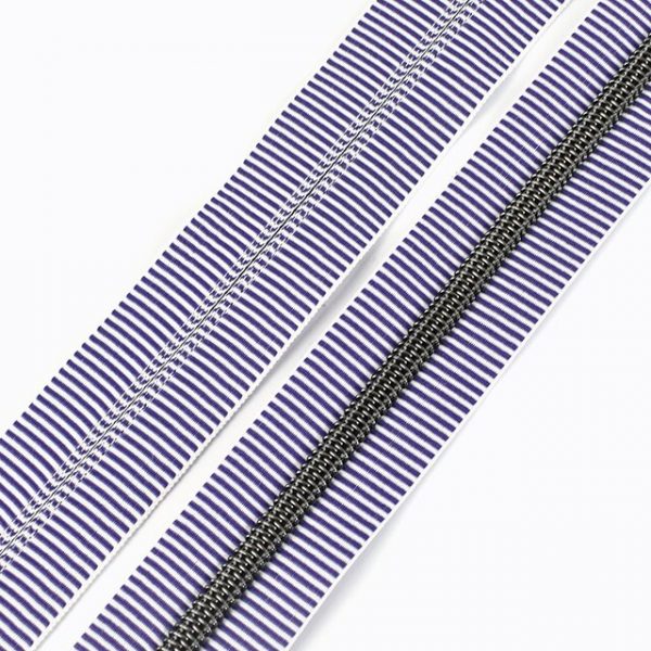zip plastique rayé violet noir limalou