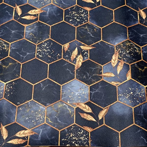 Coupon simili - Hexagones marine et or