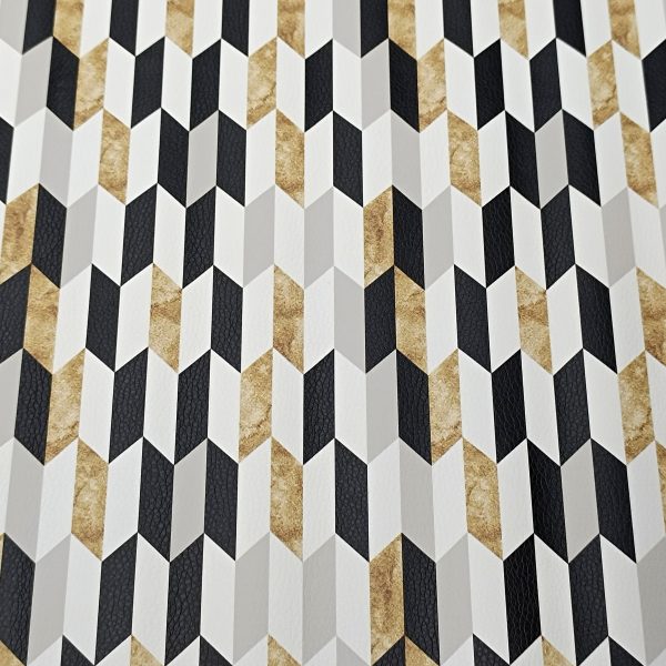 Coupon simili - Chevrons noir blanc et or