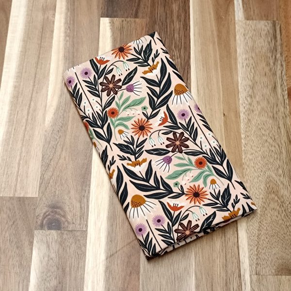 Coupon coton - Cloud9 Corail fleurs noires