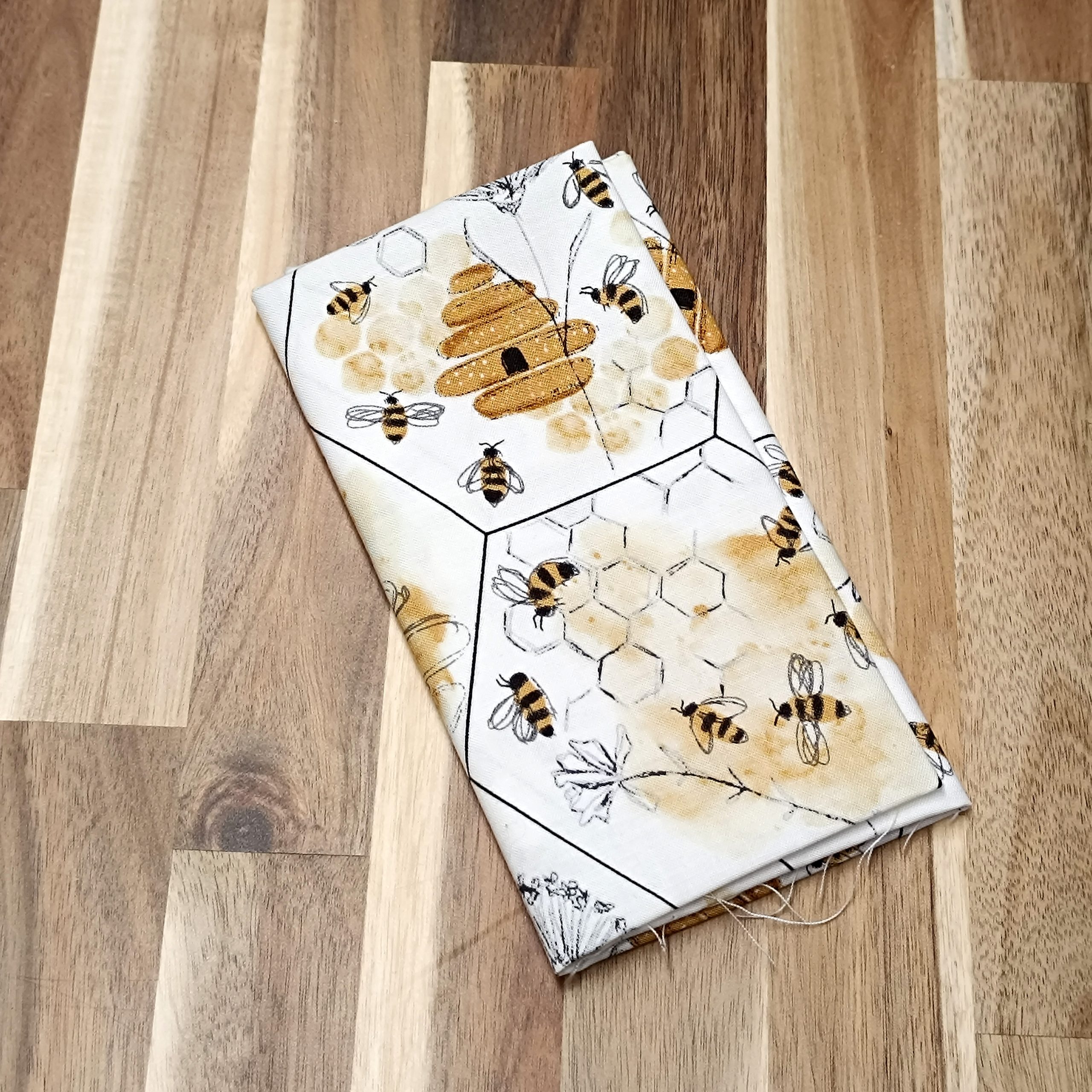 Coupon coton - Abeilles et miel hexagones