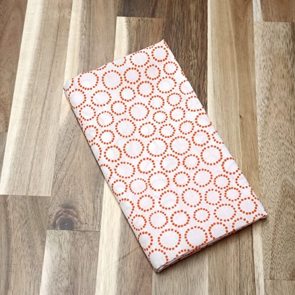 Coupon coton - Cercles orange fond blanc