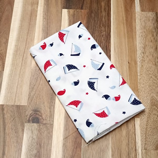 Coupon coton - Bateaux rouges et bleus