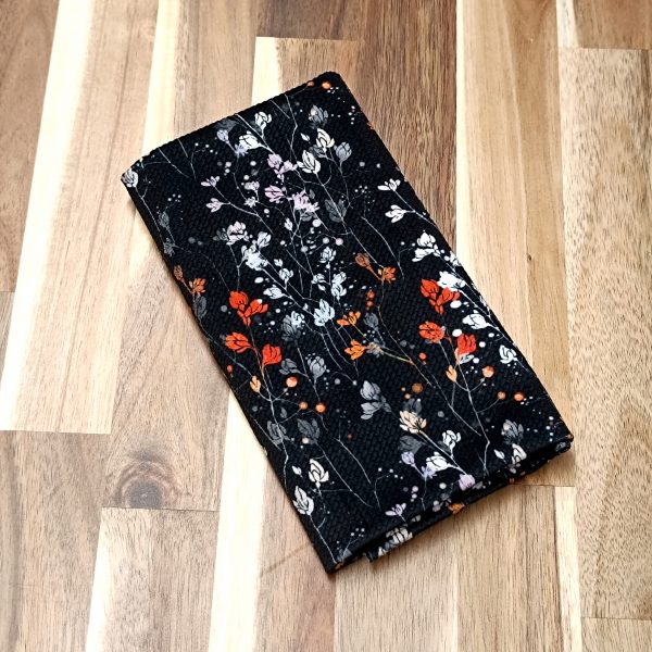 Velours ras - Petites fleurs sur fond noir