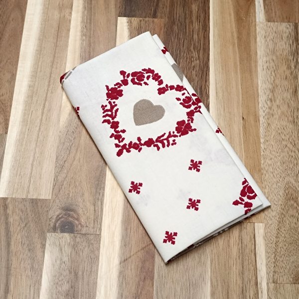 Coupon coton - Coeurs rouges et gris