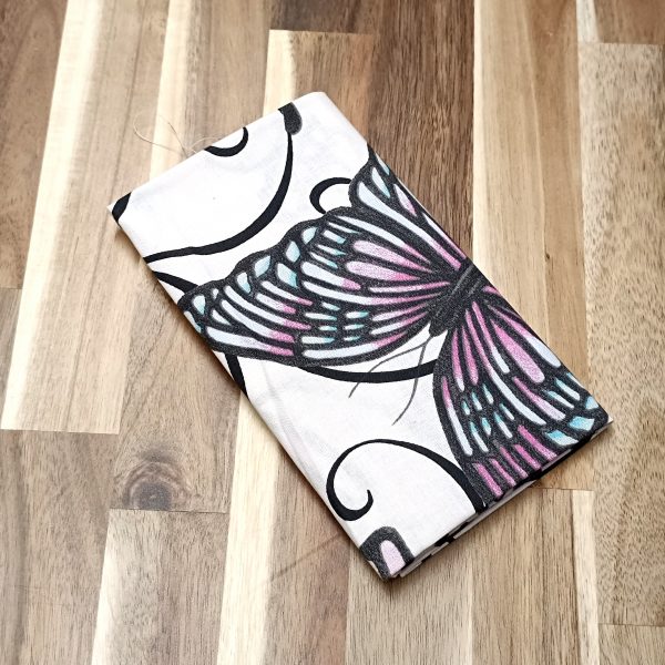 Coupon coton - gros papillons noirs et roses