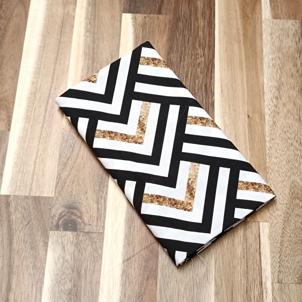 Coupon coton - Ecailles noir blanc et or