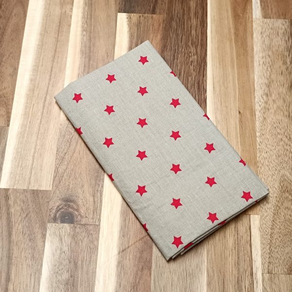 Coupon coton - Etoiles rouges fond beige