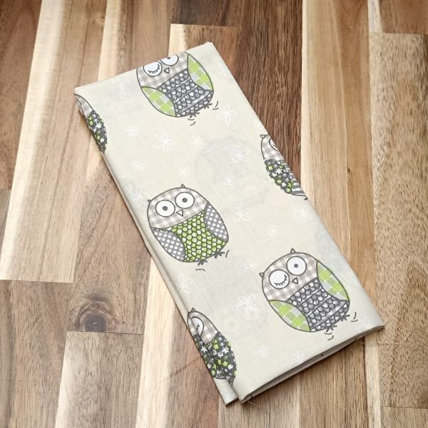 Coupon coton - Chouettes grises et vertes