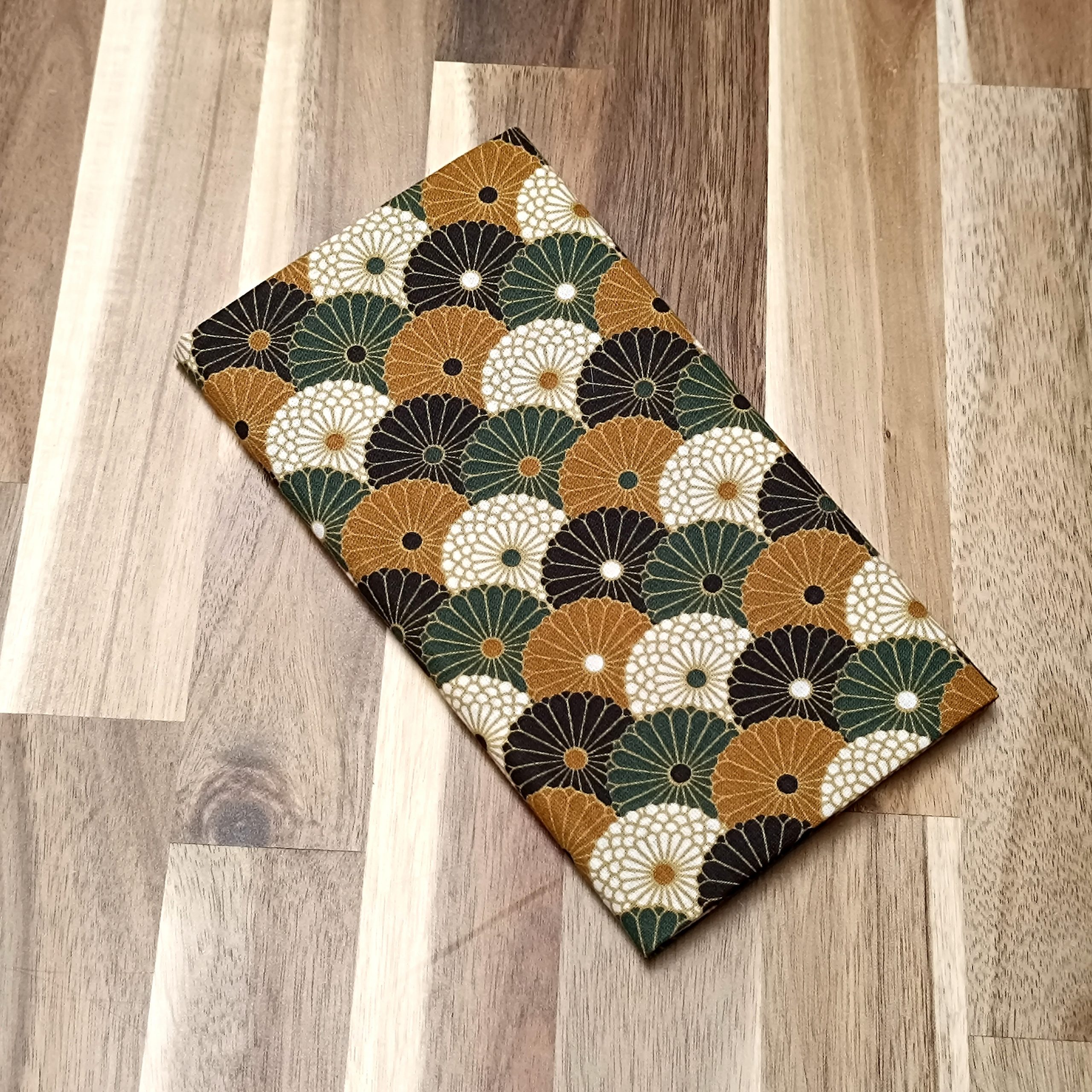 Coupon coton - Eventails verts et marrons