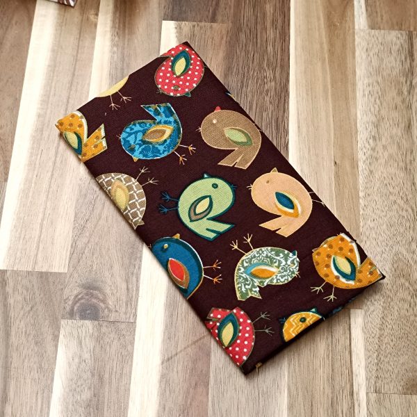 Coupon coton - Oiseaux fond marron