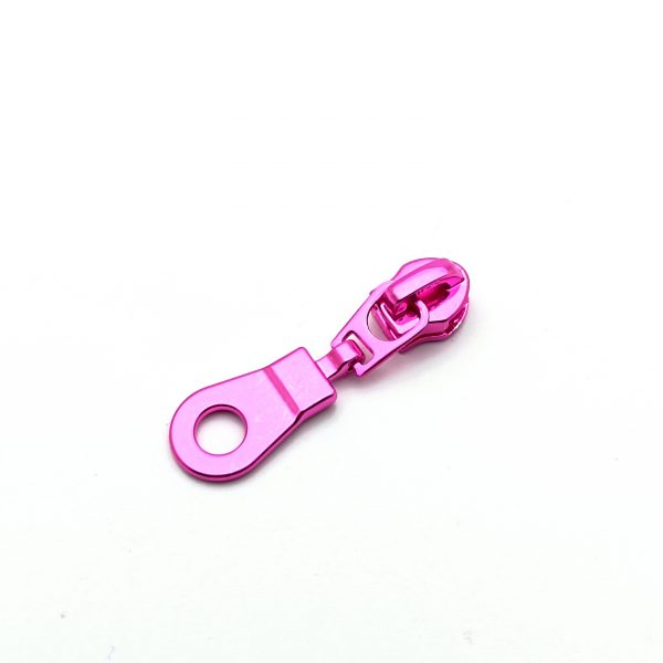 Curseur métal - Languette rose vif métallisée