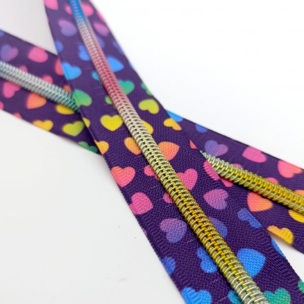 Fermeture éclair n°5 - Coeurs rainbow