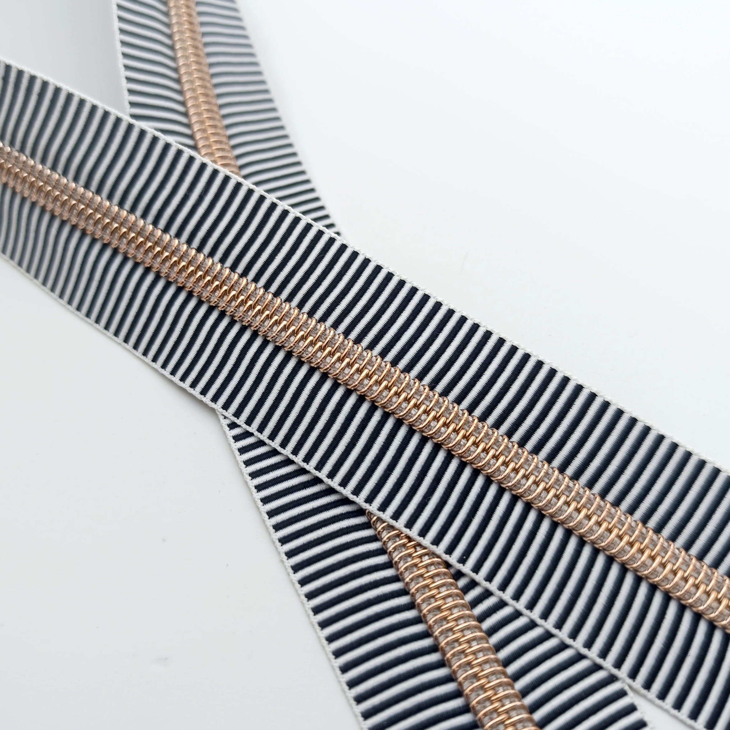 Fermeture éclair n°5 - Rayé noir / Rose gold