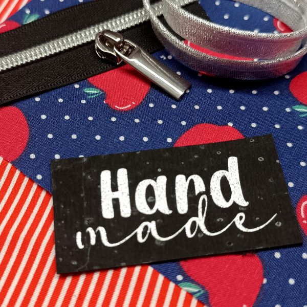 Kit Couture - Petit porte monnaie Lucie - Pommes bleu et rouge