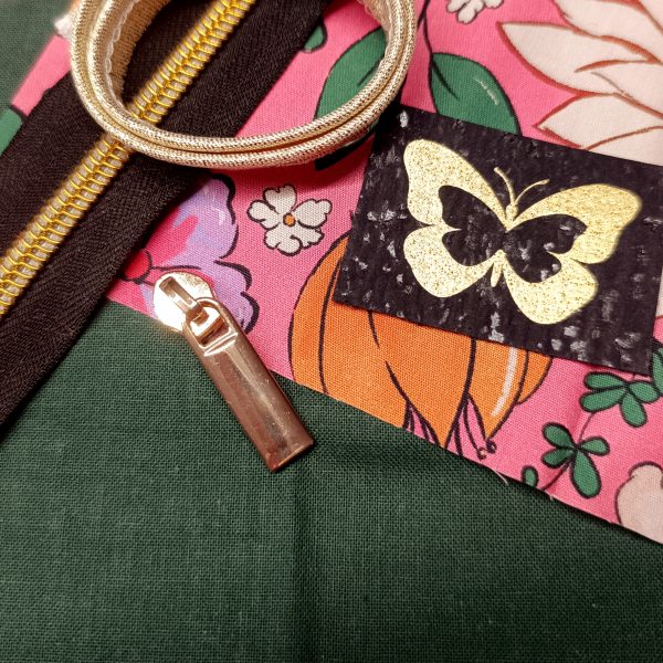 Kit Couture - Petit porte monnaie Lucie - Fleuri et vert