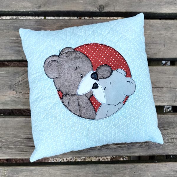 Coussin matelassé- Deux oursons