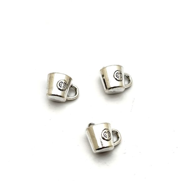Lot de 3 breloques tasses en métal