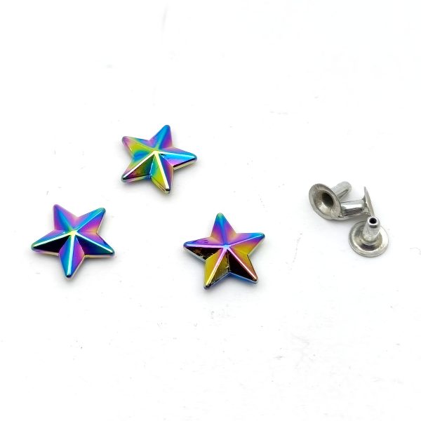Lot de 3 rivets à frapper étoile rainbow