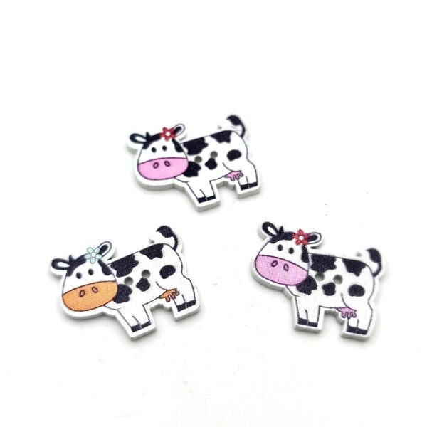 Lot de 3 boutons vache